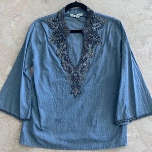 Denim Tunic Top with Sequins